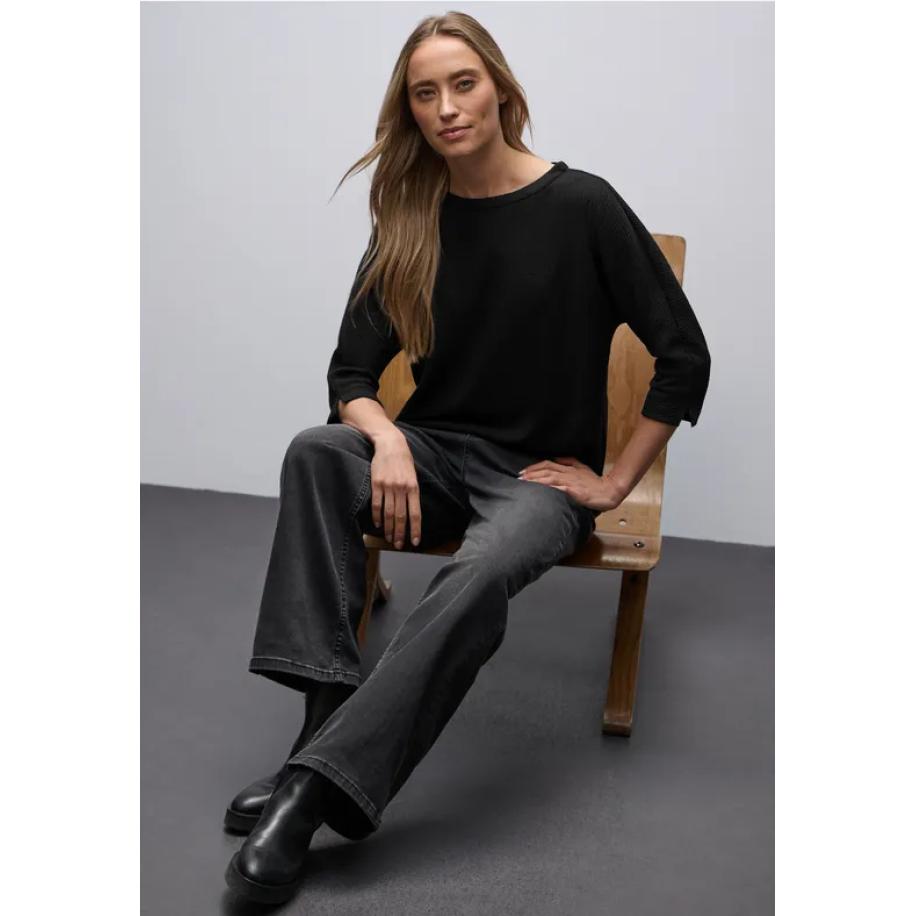 Street One Shirt met structuur Zwart