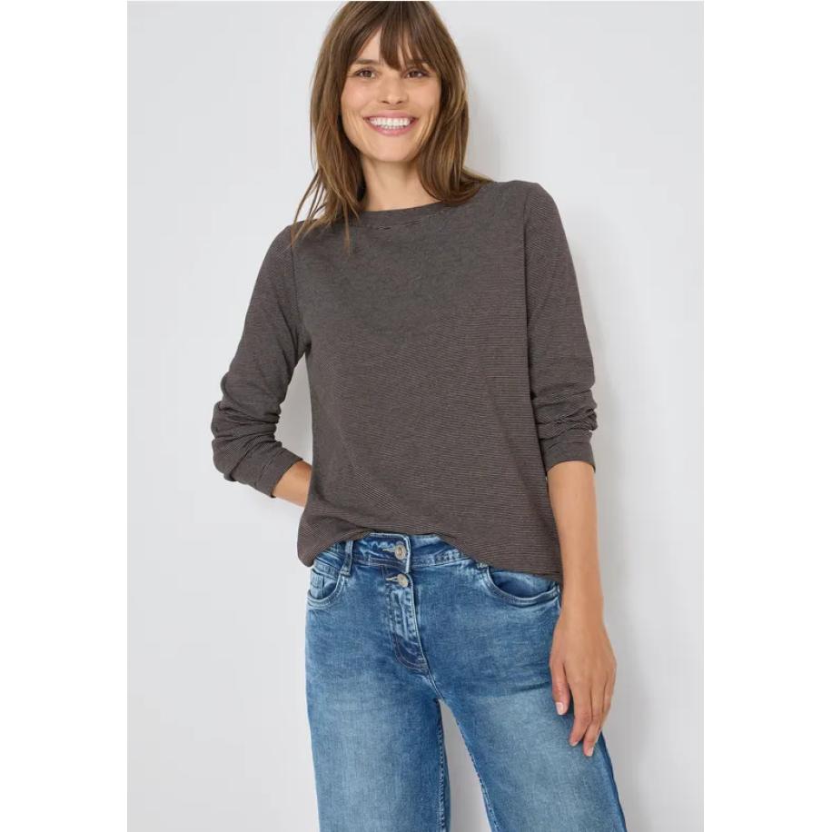 CECIL Shirt met fijne strepen - Bruin