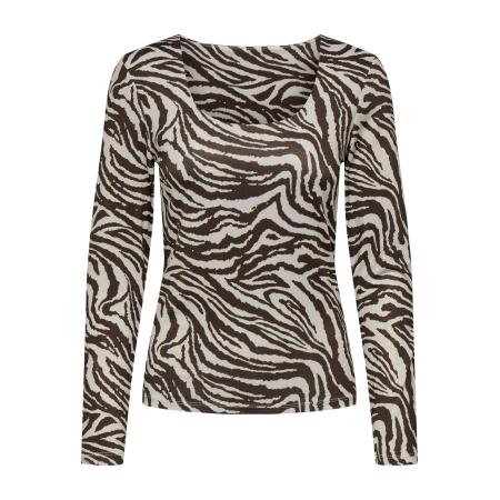 Only ONLY Shirt ONLLone donkerbruin / offwhite