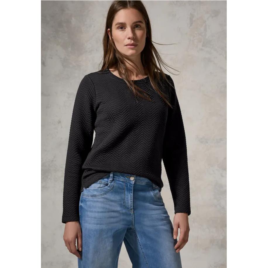 CECIL Gestructureerd overhemd Zwart