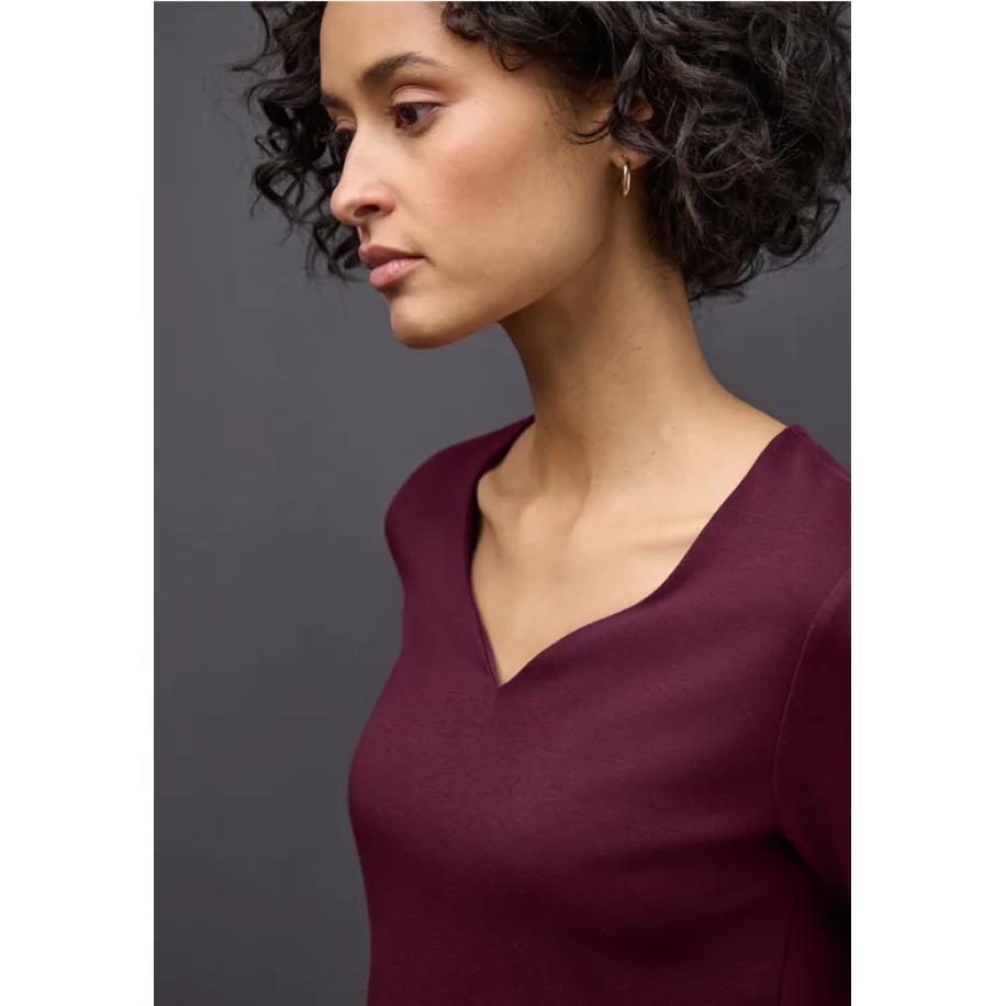 Street One Shirt met hartvormige halslijn Rood