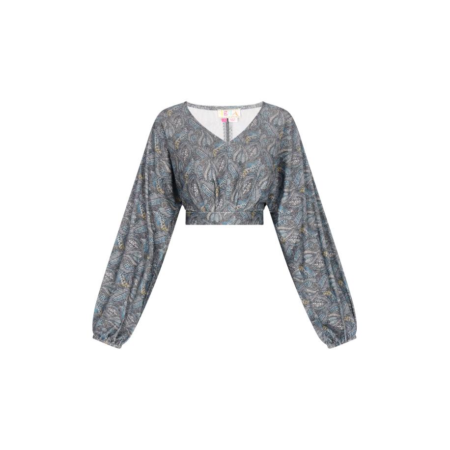 IZIA IZIA Shirt blauw / smoky blue / geel -