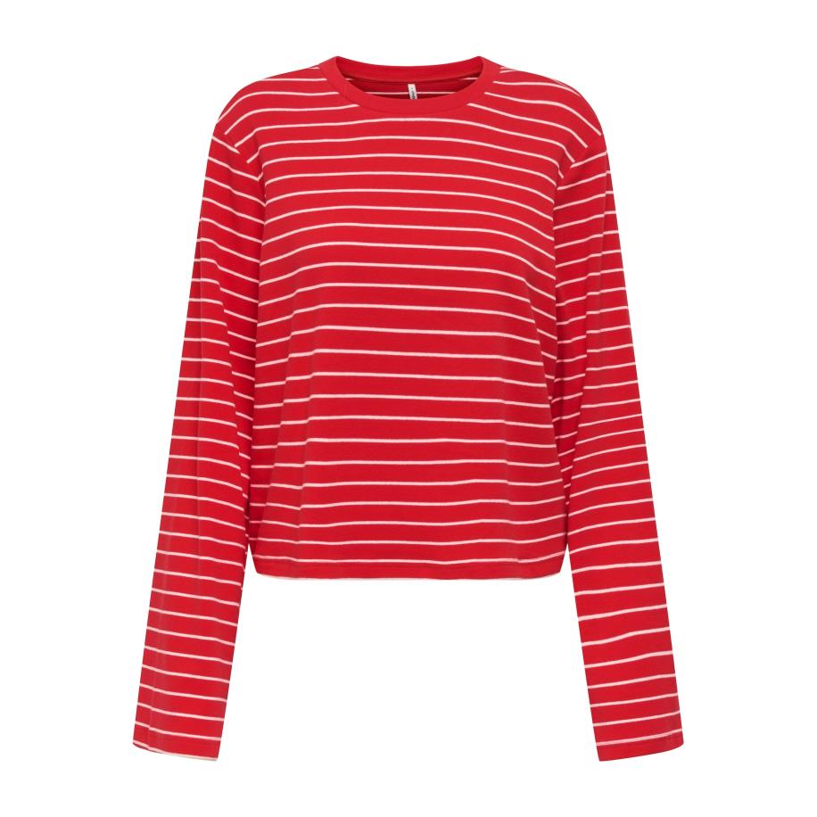 Only ONLY Shirt knalrood / wit -