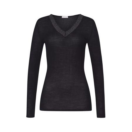 Hanro Hanro Shirt Woolen Lace zwart