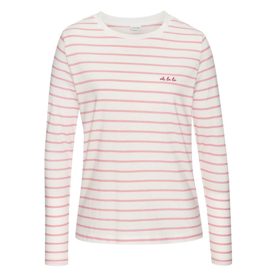 Lascana LASCANA Shirt rosa / robijnrood / wit -