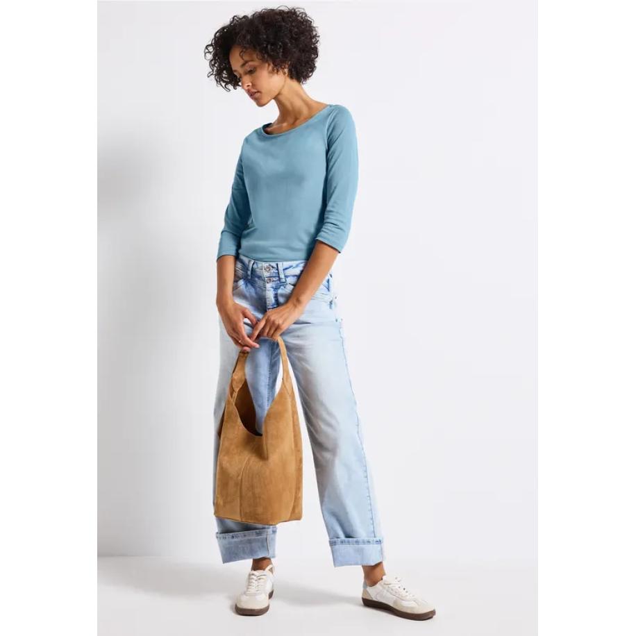 Street One Shirt met boothals Blauw