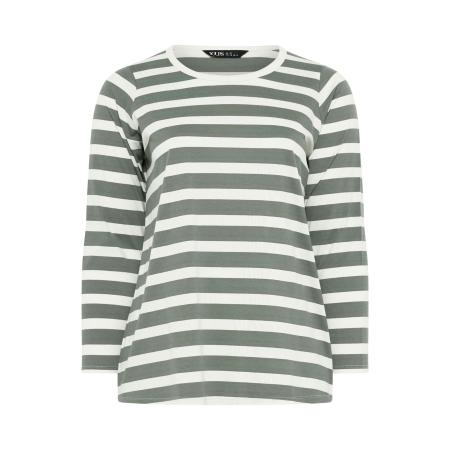 Yours Sage Green Stripe Long Sleeve Tshirt Size 62-64