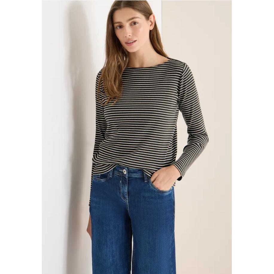 CECIL Gestreept shirt met lange mouwen - Groen