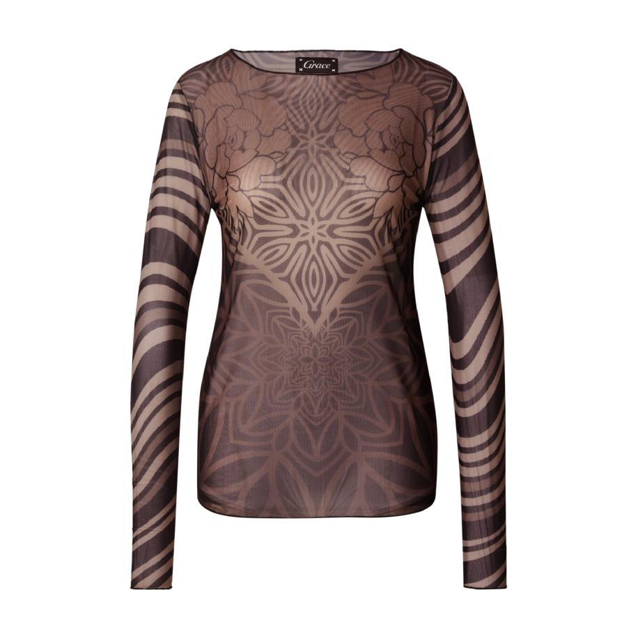 grace Grace Shirt chocoladebruin / taupe -