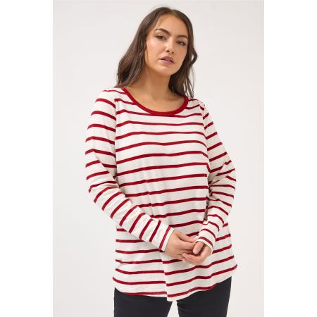 Yours Rode Gestreepte Top Met Lange Mouwen Size 66-68