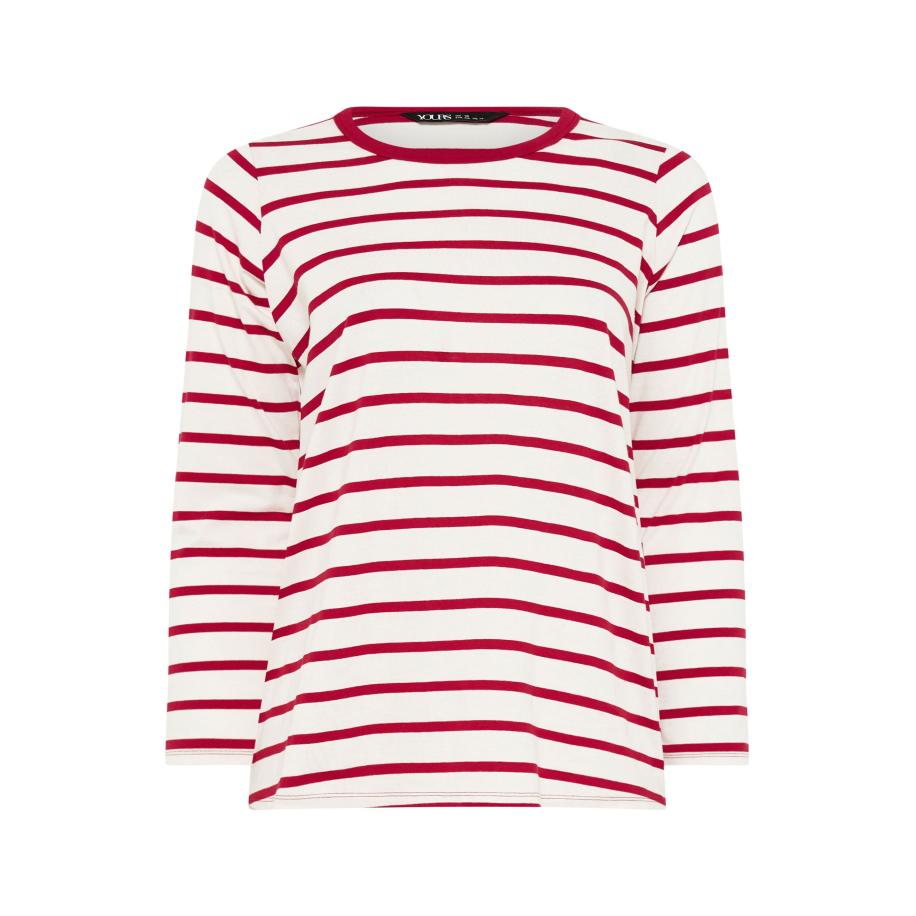 Yours Rode Gestreepte Top Met Lange Mouwen Size 62-64 Rood