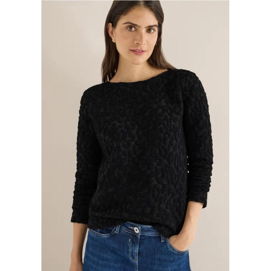 CECIL Leo jacquard shirt Zwart