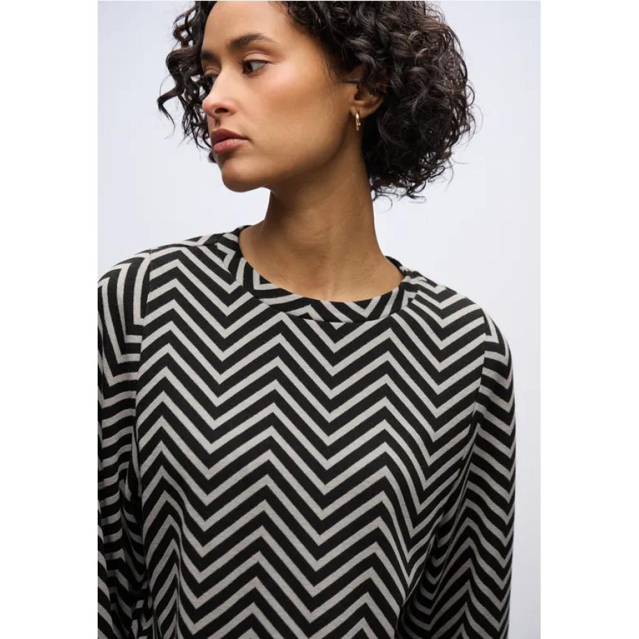 Street One Gedessineerd jacquard shirt Zwart