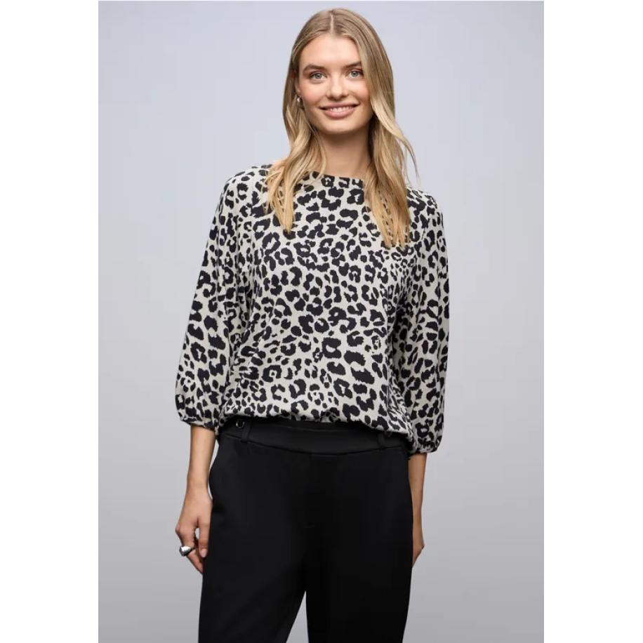 Street One Gedessineerd jacquard shirt Bruin