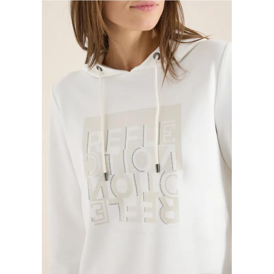 CECIL Hoodie shirt met folieprint Wit