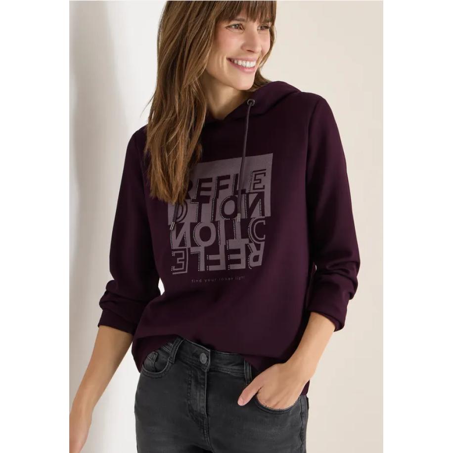 CECIL Hoodie shirt met folieprint Rood