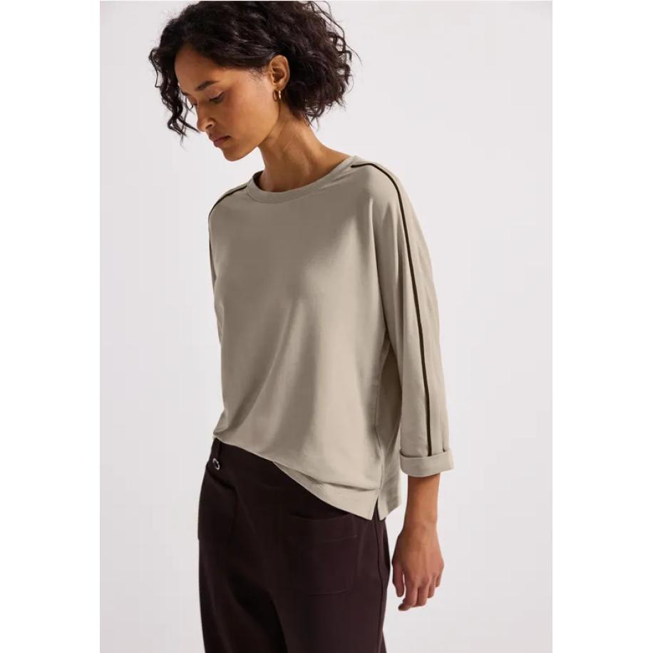 Street One Shirt met gallonstrepen Bruin