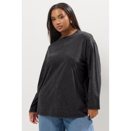 Yours Grijze Acid Wash Skatertop Met Naaddetailsize 66-68