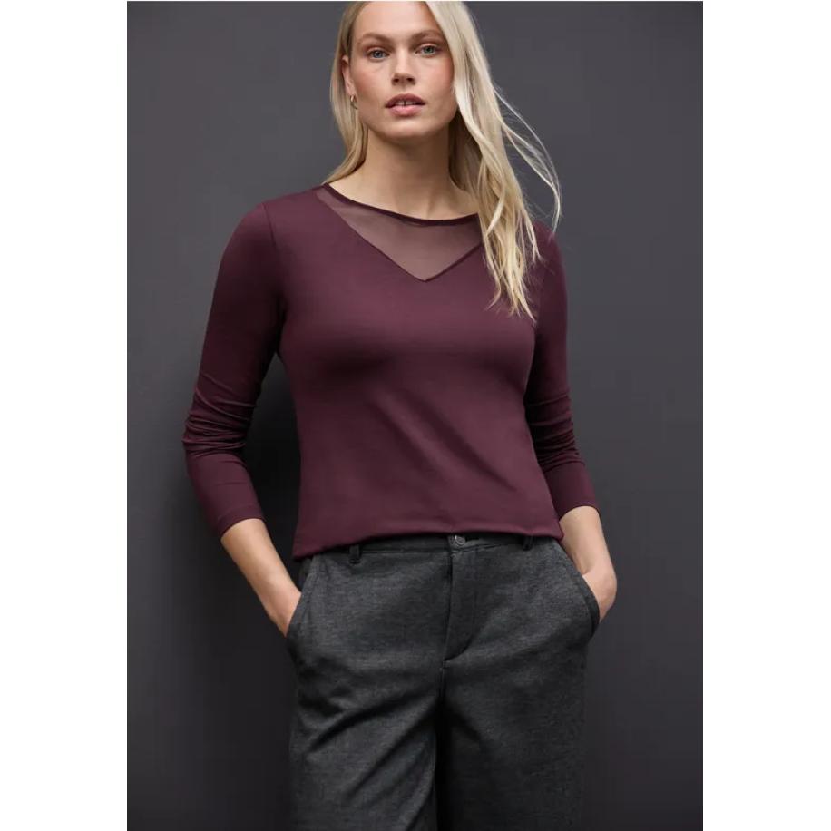 Street One Shirt met mesh details Rood