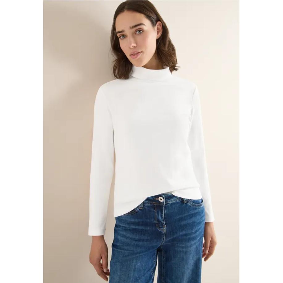 CECIL Shirt met lange mouwen en geribde textuur Wit