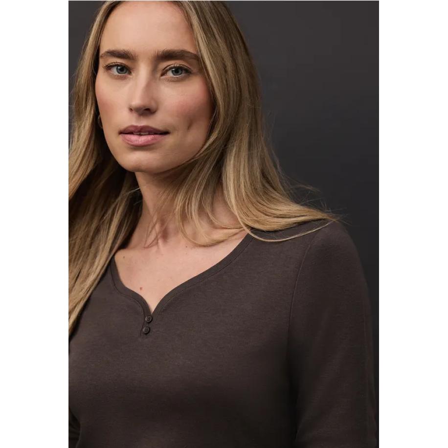 Street One Basic shirt met knoopdetail - Bruin