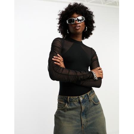 Noisy May Body van mesh met uitsnijding in zwart