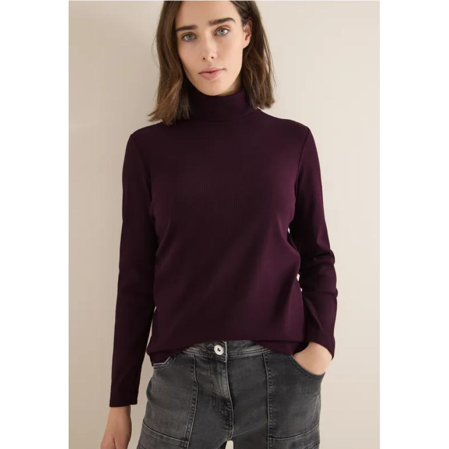 CECIL Shirt met lange mouwen en geribde textuur Rood