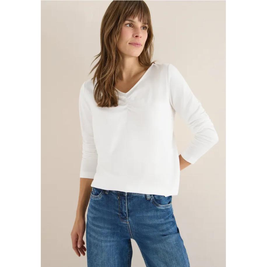 CECIL Basic shirt met rimpels Wit