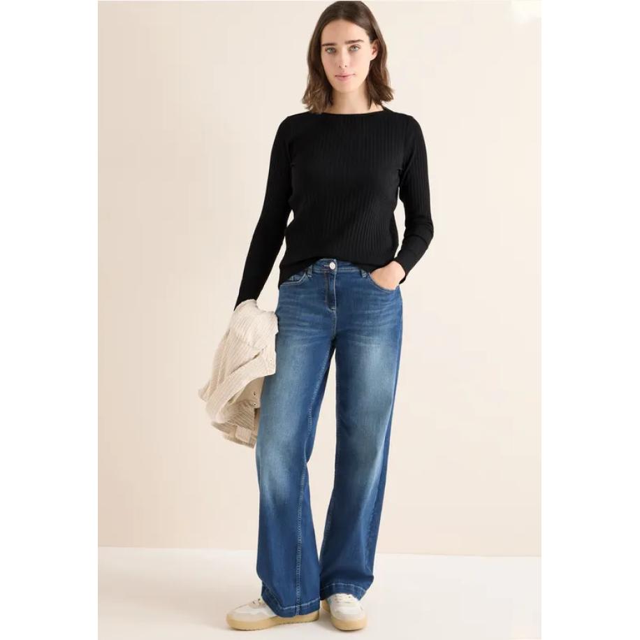 CECIL Geribd shirt Zwart