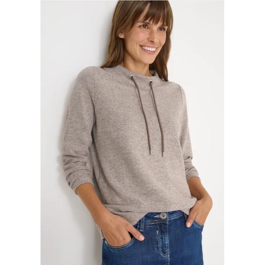 CECIL Gemêleerd geribd overhemd met trechtervormige hals Bruin