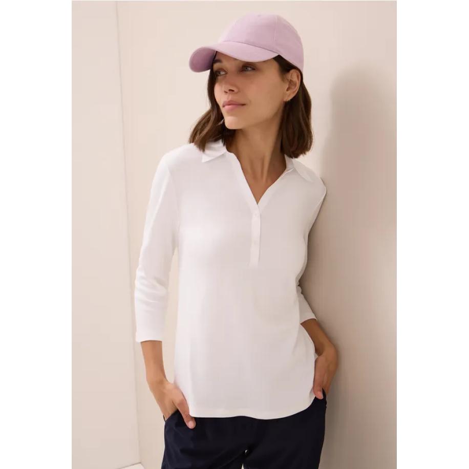 CECIL Poloshirt met 3/4 mouwen Wit