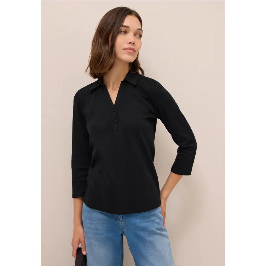 CECIL Poloshirt met 3/4 mouwen Zwart
