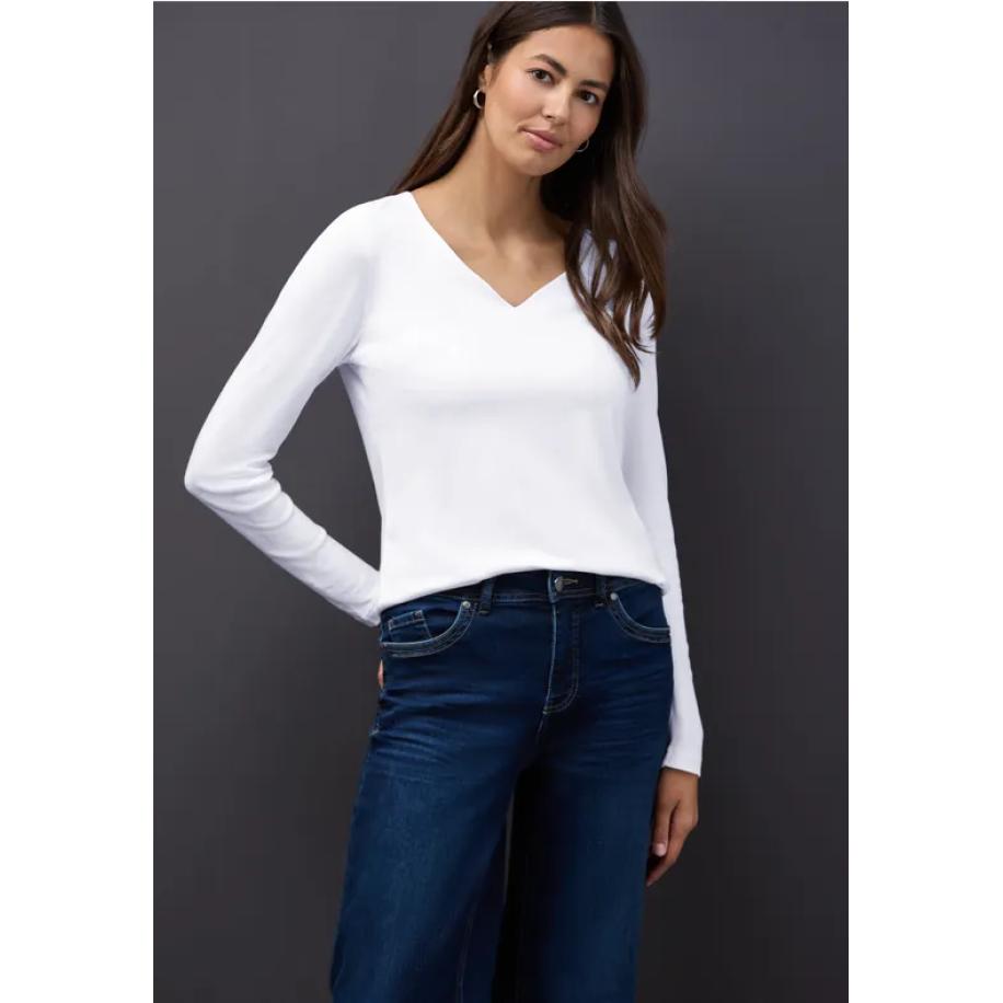 Street One Shirt met hartvormige halslijn Wit