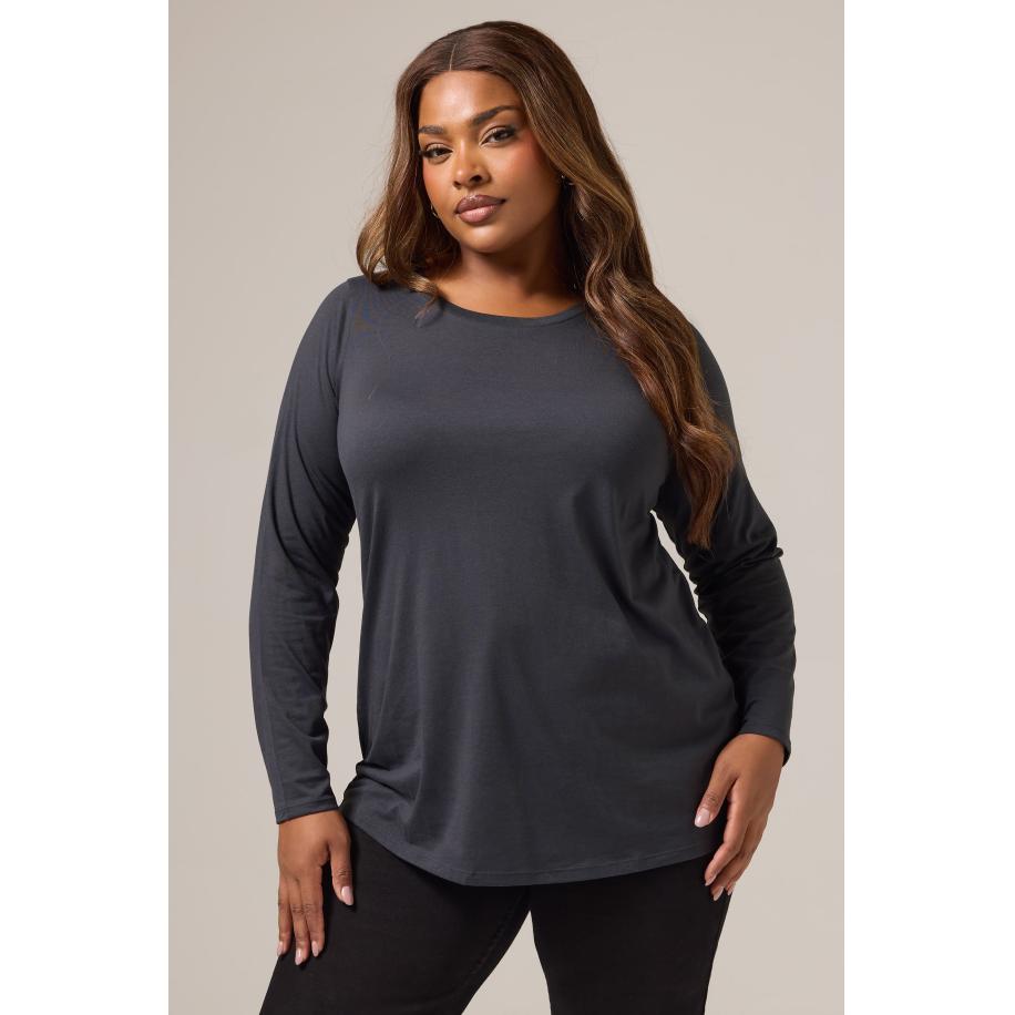 Yours Curve Grijs Tshirt Met Lange Mouwen Size 66-68 Grijs