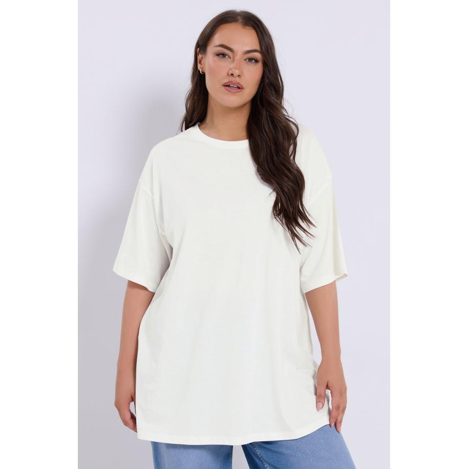 Yours Curve Wit Relaxed Longline Tshirt Size 66-68 Wit