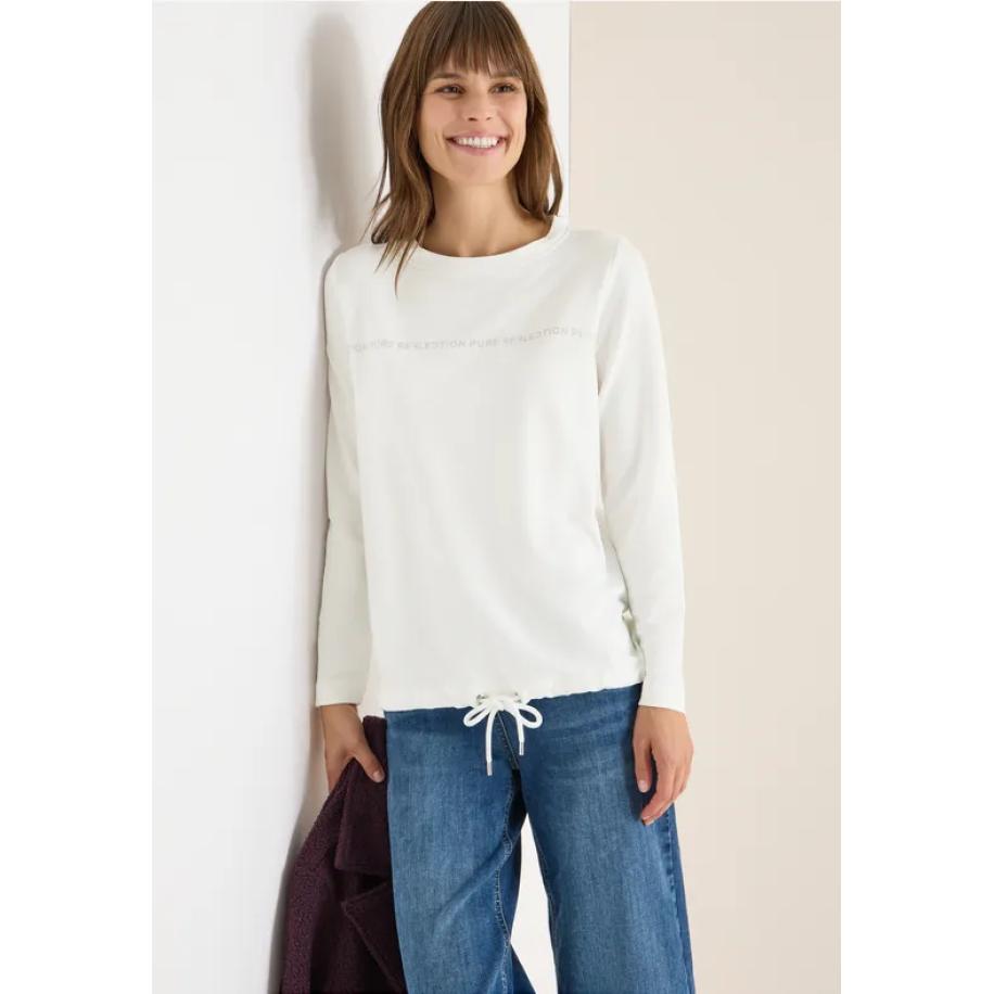 CECIL Shirt met lange mouwen en tekst Wit
