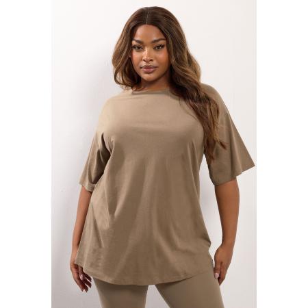 Yours Curve Naturelbruin Relaxed Longline Tshirt Size 66-68