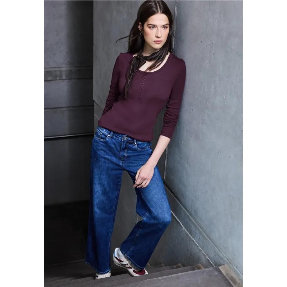 Street One Geribd overhemd met knoopdetail - Paars