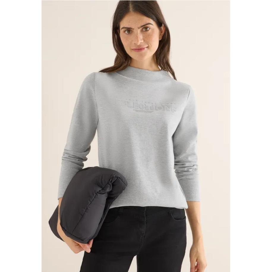 CECIL Shirt met glitter tekst - Grijs