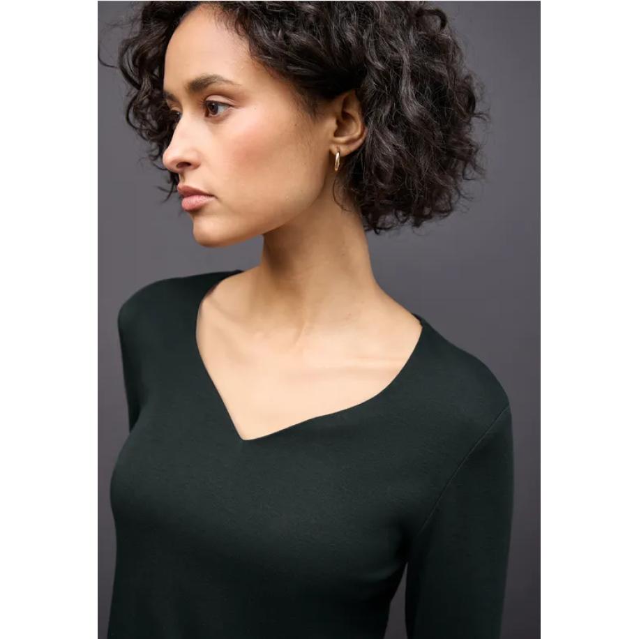 Street One Shirt met hartvormige halslijn Groen