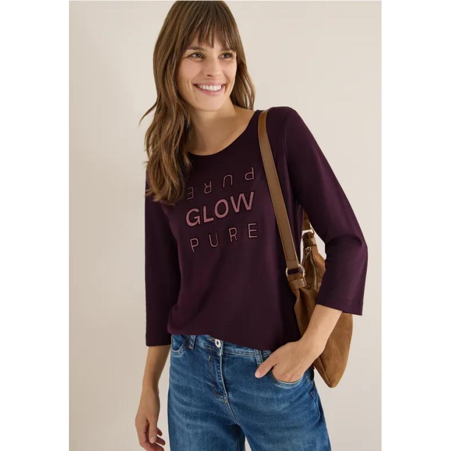 CECIL Shirt met glitter tekst Rood