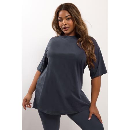 Yours Curve Grijs Relaxed Longline Tshirt Size 66-68