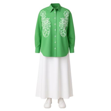 Touche Prive Touche Prive Shirt groen / wit