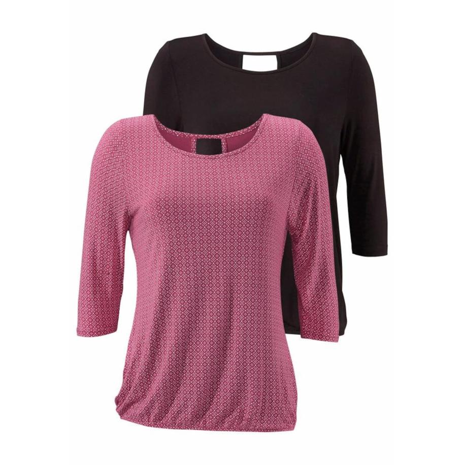 Lascana LASCANA Shirt donkerroze / zwart -