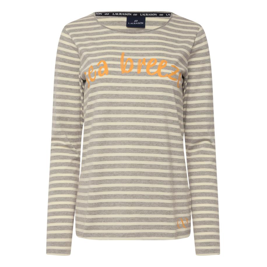 LAURASØN LAURASØN Shirt lichtgrijs / oranje -