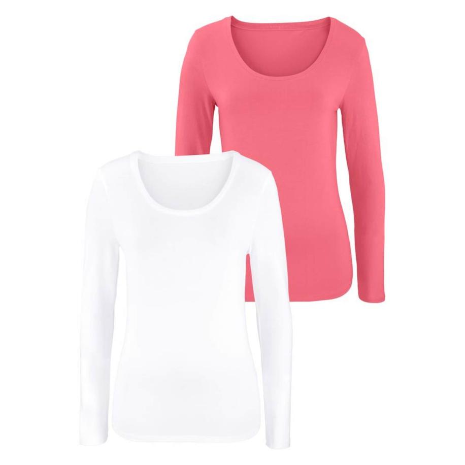 VIVANCE VIVANCE Shirt zalm roze / wit -