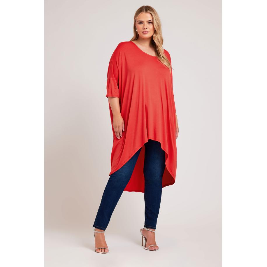 Yours London Tuniek Met Lange Achterkant En Vleermuismouwen In Oranje Size 50-52 Oranje