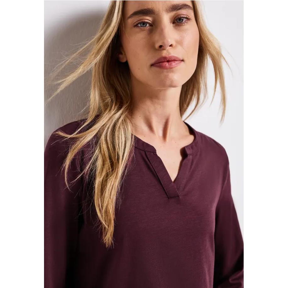 Street One Shirt van jersey met gespleten hals Rood