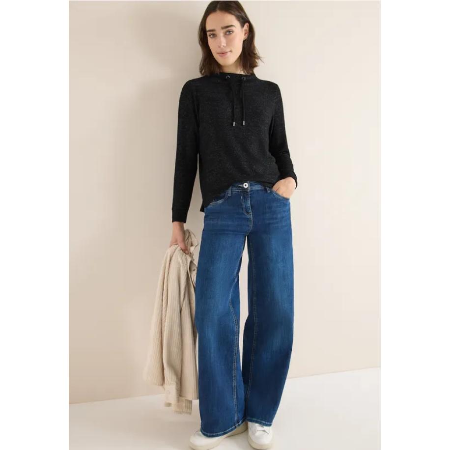 CECIL Cosy gemêleerd shirt met lange mouwen Zwart