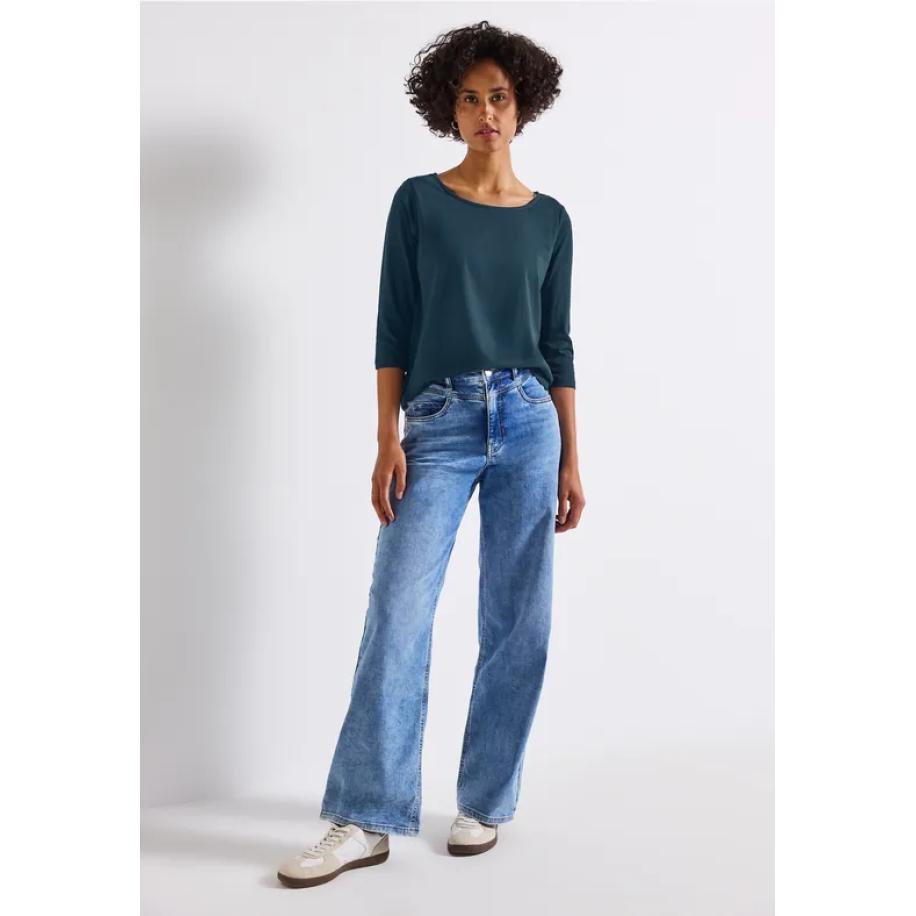 Street One Shirt met boothals Blauw